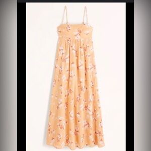 Abercrombie & Fitch orange Floral Cotton Gauze Maxi Dress Yellow Size medium new